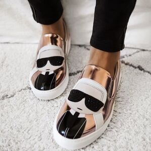 Karl Lagerfeld Rose Gold Slip-On Sneakers Women's US 6/EUR 37